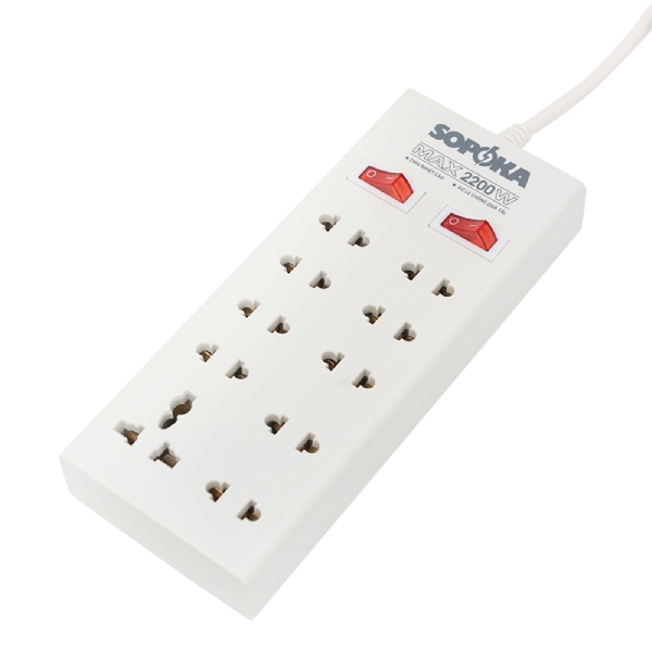 Ổ cắm điện 10 lỗ 2200W lõi sứ chịu nhiệt có dây và không dây 10Y Sopoka