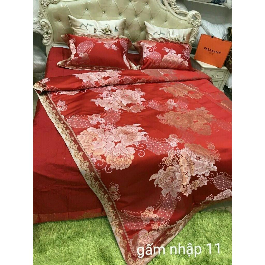 TRỌN BỘ GA GẤM CAO CẤP 7 MỐN MÀU ĐỎ CHO GIƯỜNG M6*2M_M8*2M
