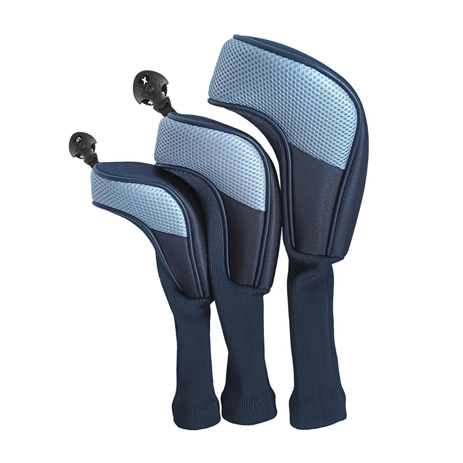 3Pcs Golf Cover Driver Covers Club Headcover Guard Protector Blue