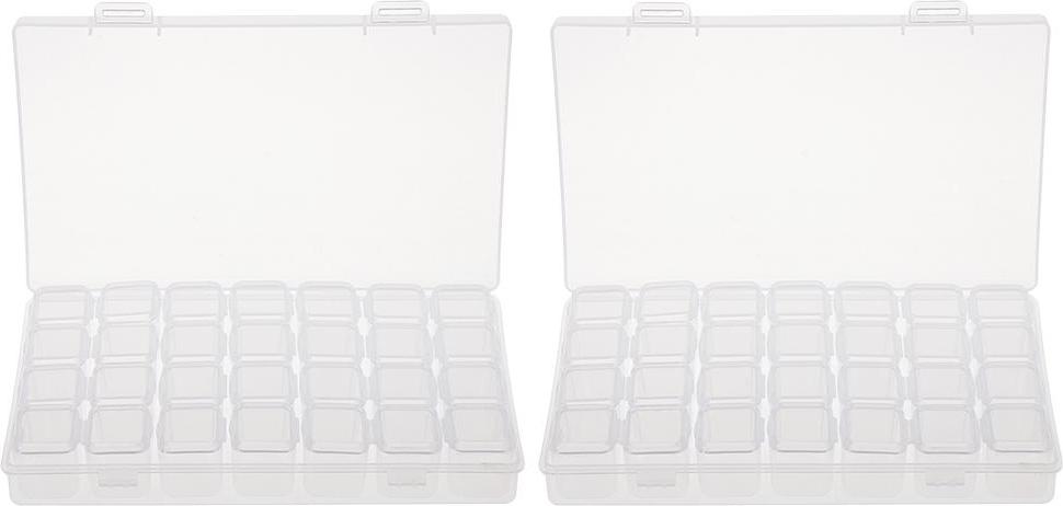 2 Bộ 28 Khe Nhựa Trong Tổ Chức Bình Chứa Túi Cất Giữ Móng Đầu Trang Sức Hạt