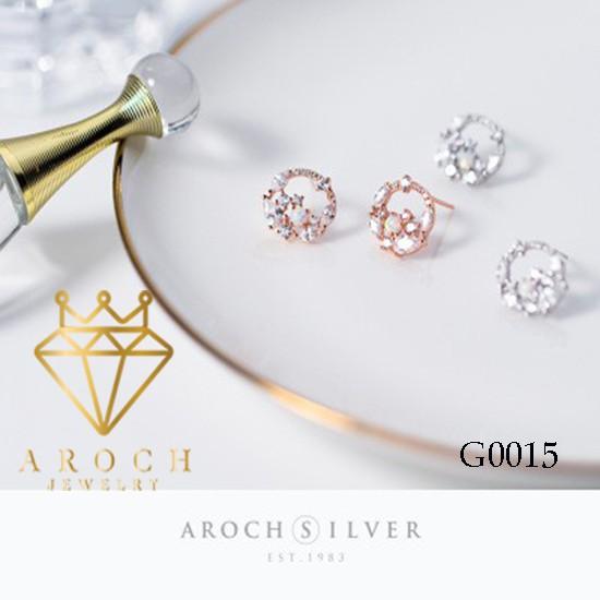 Khuyên tai bạc Ý s925 màu kim cương Hàn Quốc G0015 - AROCH Jewelry