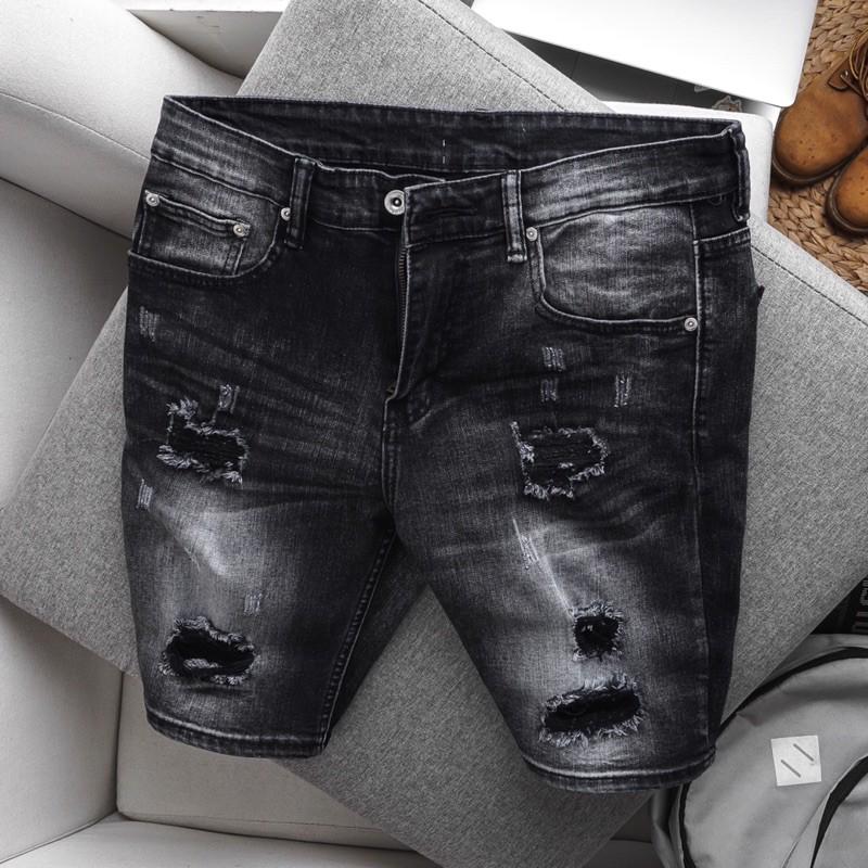 Quần short jean nam dáng suông co giãn nhẹ VNXK cao cấp