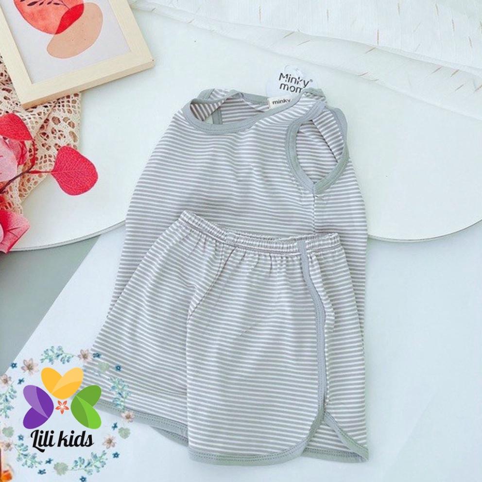 Bộ ba lỗ bé trai bé gái LYBABY vải thun lạnh kẻ nhiều màu bộ quần áo cho bé 3 lỗ mặc hè thoáng mát BBL05