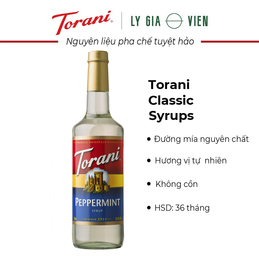 Siro Pha Chế Vị Bạc Hà Trắng Torani Classic Peppermint Syrup 750ml Mỹ