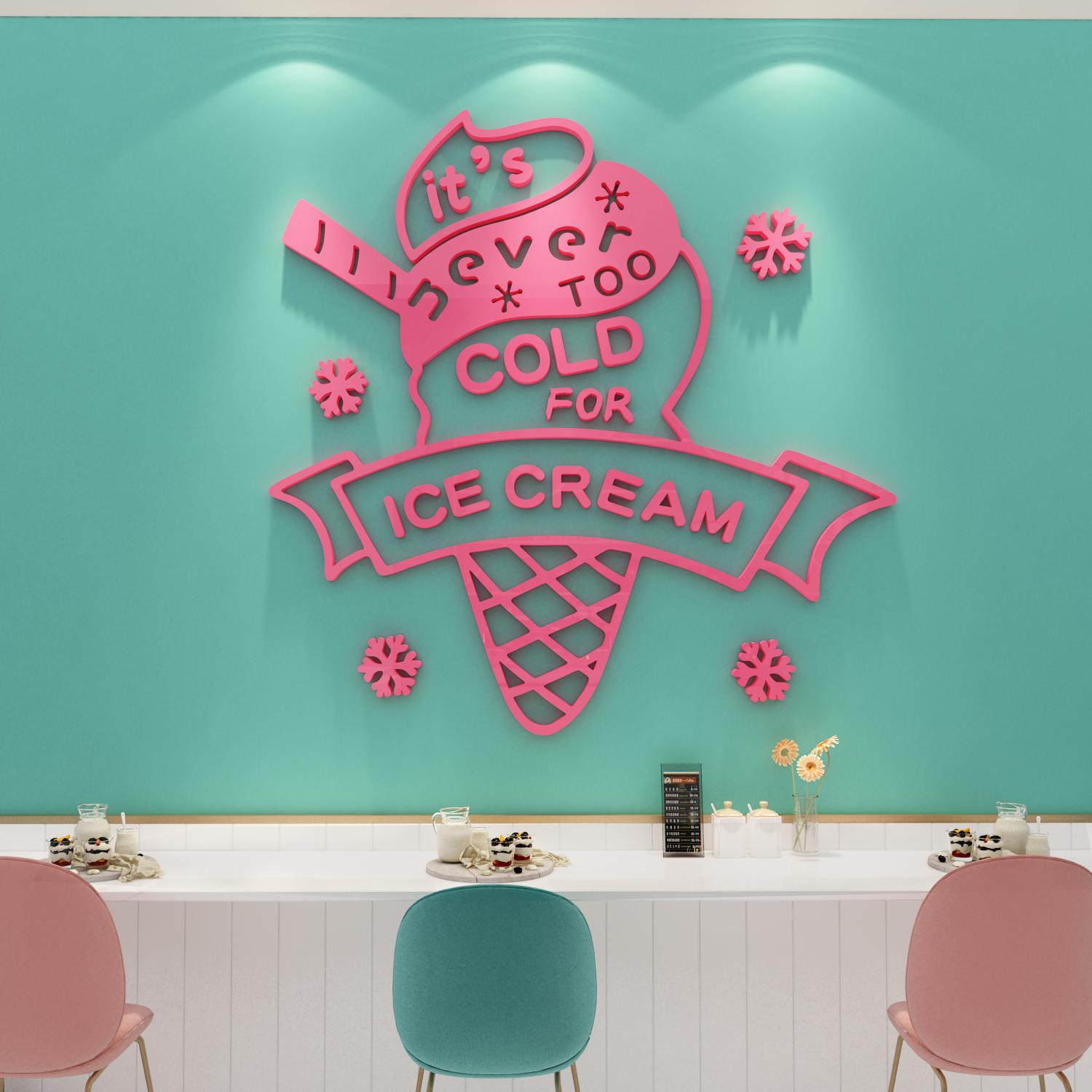 Tranh mica dán tường - Ice Cream trang trí cửa hàng kem tươi, quán bar, quầy thu ngân