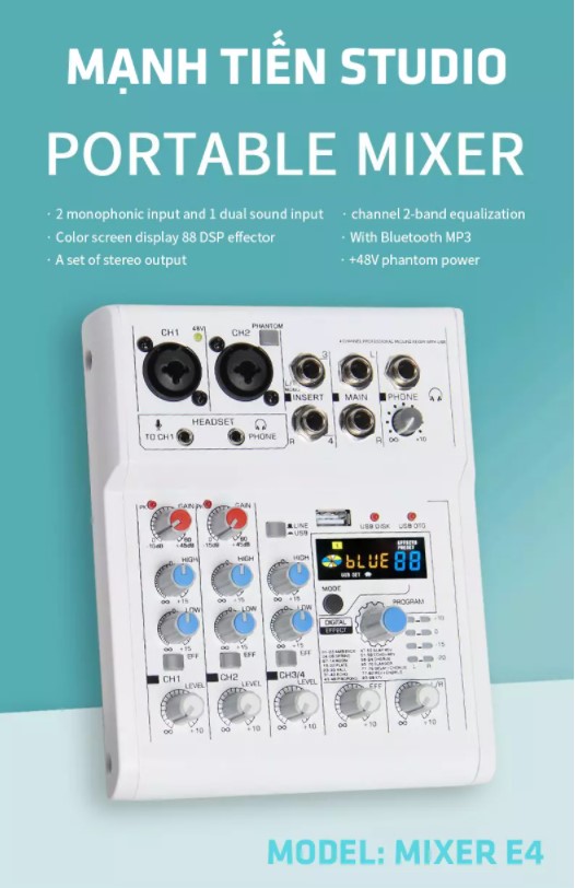 Combo Micro Max 56, Mixer E4 - Vừa thu âm vừa hát ra loa - Kèm full phụ kiện tai nghe ISK HP-960B, dây live cao cấp, dây kết nối - Hỗ trợ thu âm, livestream, karaoke gia đình - Hàng nhập khẩu