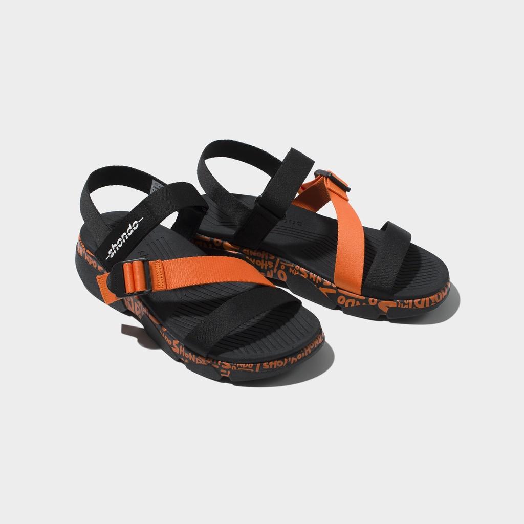 Giày Sandals Nam Nữ Unisex Shondo F7 Track Monogram vẽ tay Cam F7T1089