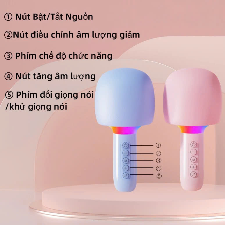 Micro Karaoke Bluetooth kèm loa kết nối điện thoại, máy tính bảng Hát Không Dây, Nghe Nhạc, Hỗ Trợ Kết Nối Thẻ Nhớ, USB Pin sạc - Hàng Chính Hãng