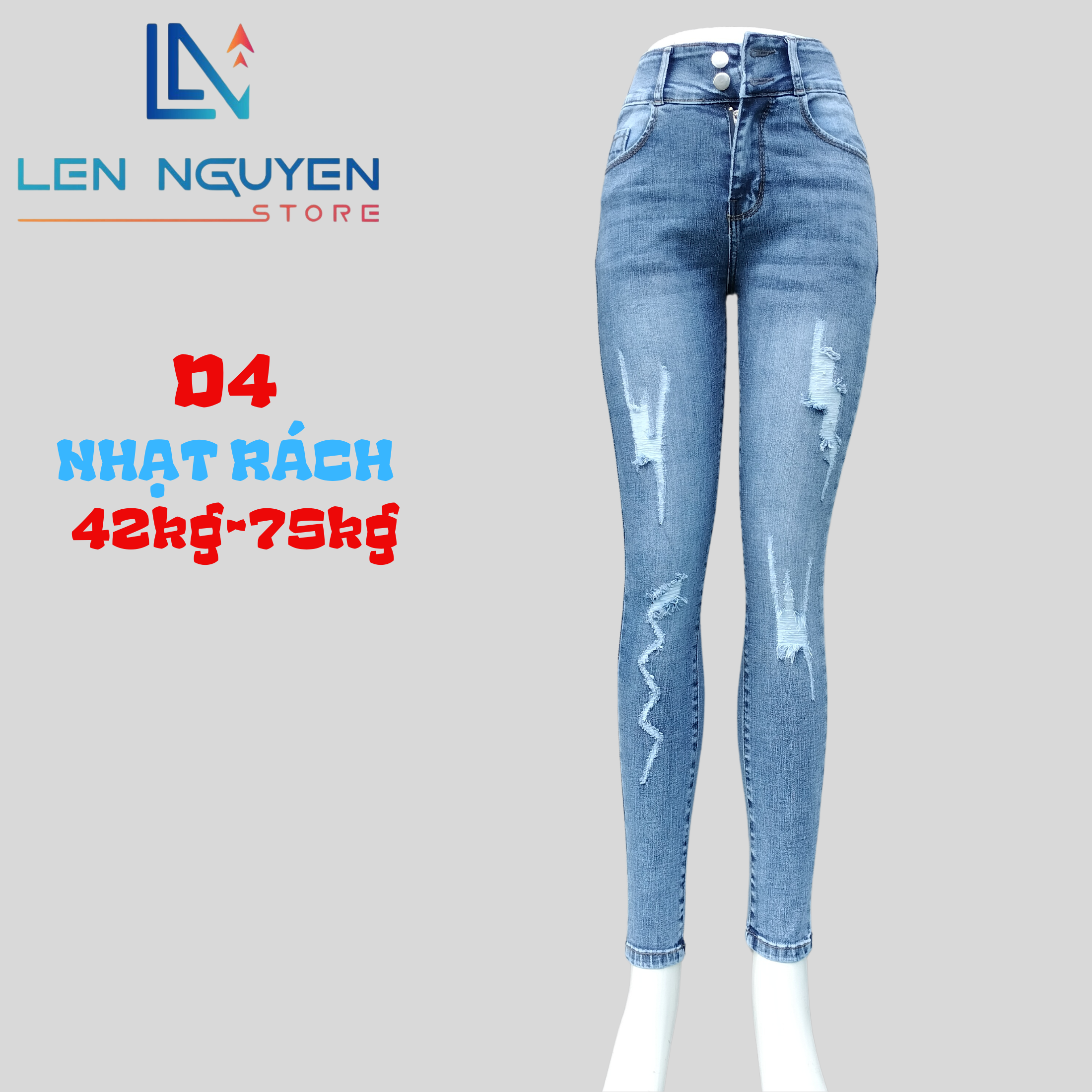 D4_Quần jean nữ, dài, lưng cao, quần bò nữ dáng ôm, quần rin nữ có big size, cho 42kg đến 75kg