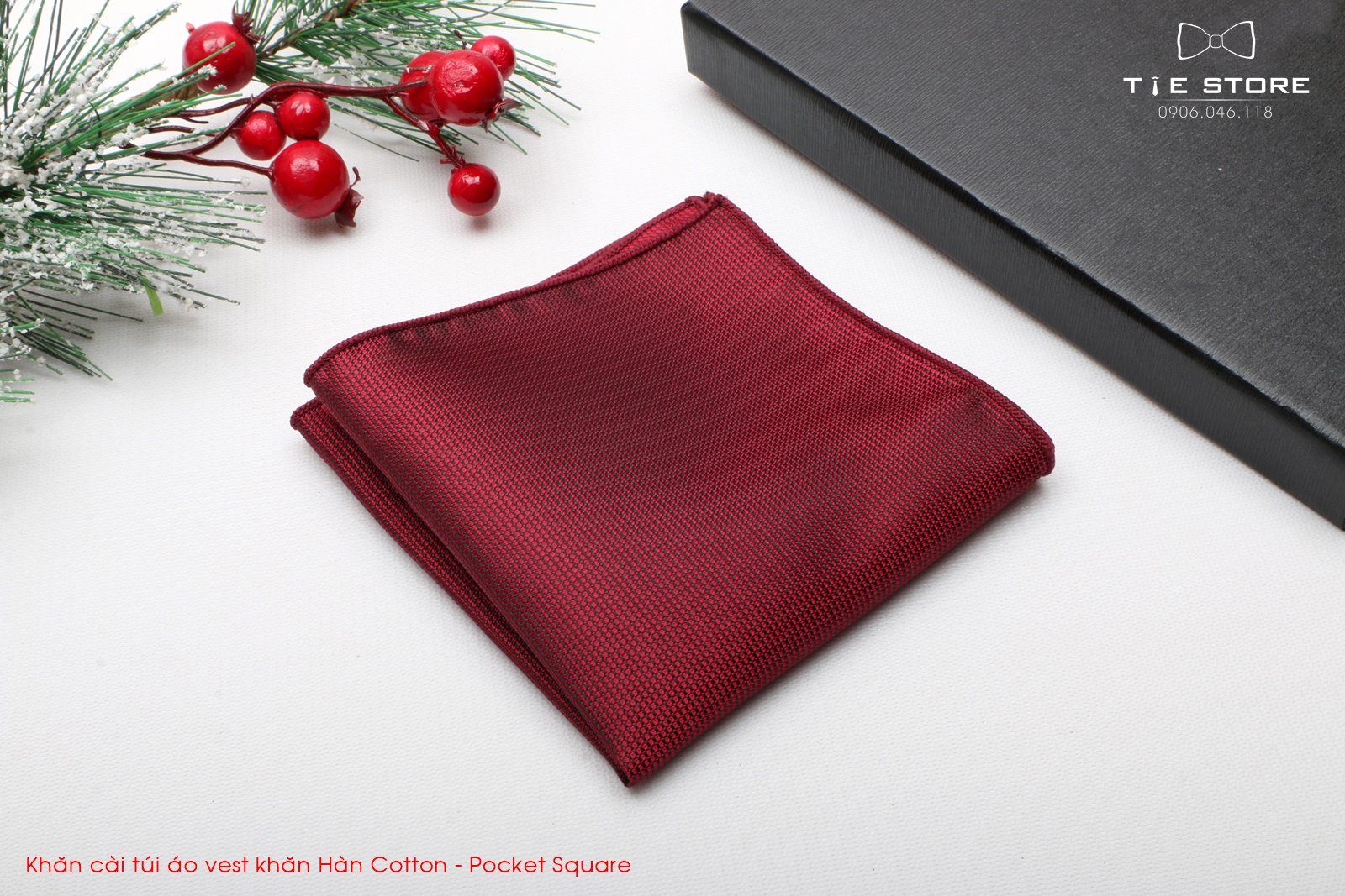 Khăn Cài Túi Áo Vest - Pocket Square - Phụ Kiện Cài Áo đỏ mận trơn