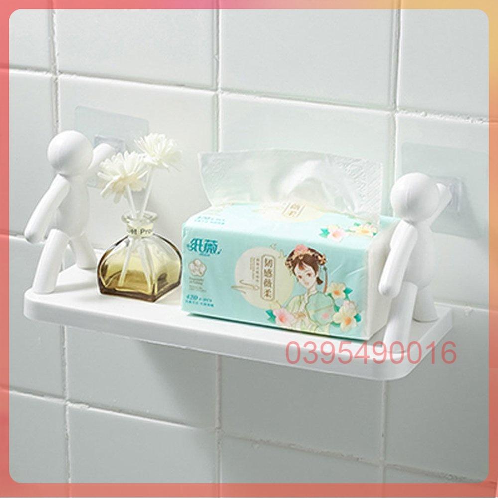Kệ phòng tắm hình nhân để đồ dán tường để đồ nhà bếp chất liệu nhựa PP chắc chắn tiện lợi không cần khoan đục