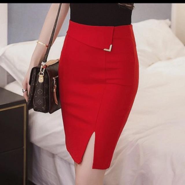 Chân váy bút chì vạt chéo cách điệu sẻ tà trước ️ sẻ trước
