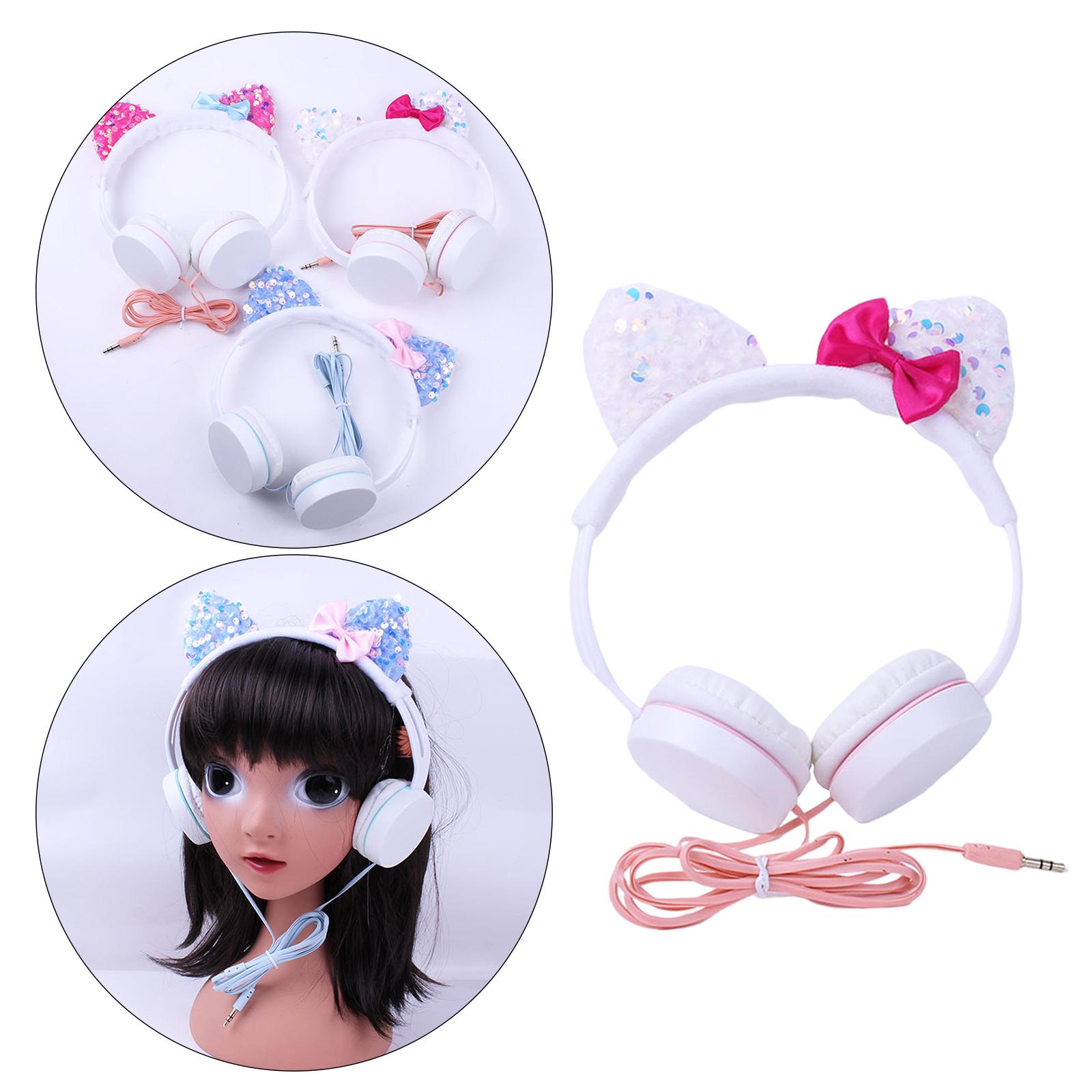 Cat Ear Headphone for Kids, Over Ear Headset Plush Earphones