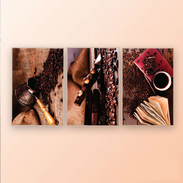 Bộ 3 Tranh Ép Gỗ MDF Treo Tường Quán Cà Phê Coffee And Chocolate W013