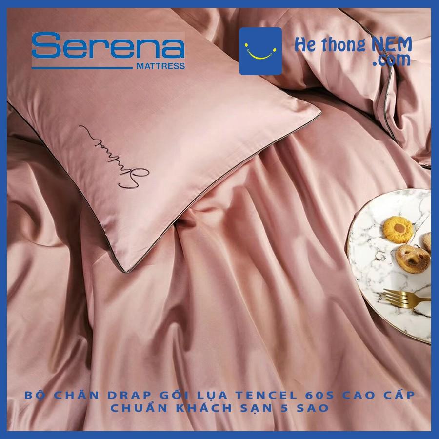 Bộ ga trải giường Lụa Tencel SERENA nguyên set chăn drap vỏ gối cao cấp - Hệ Thống Nệm