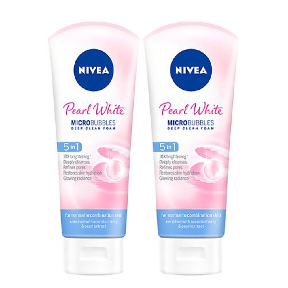 Bộ 2 Sữa rửa mặt NIVEA Pearl White giúp trắng da ngọc trai (100g*2)