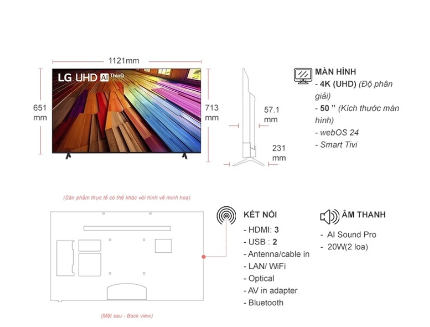 Smart Tivi  LG 4K 50 inch 50UT8050PSB - Hàng Chính Hãng
