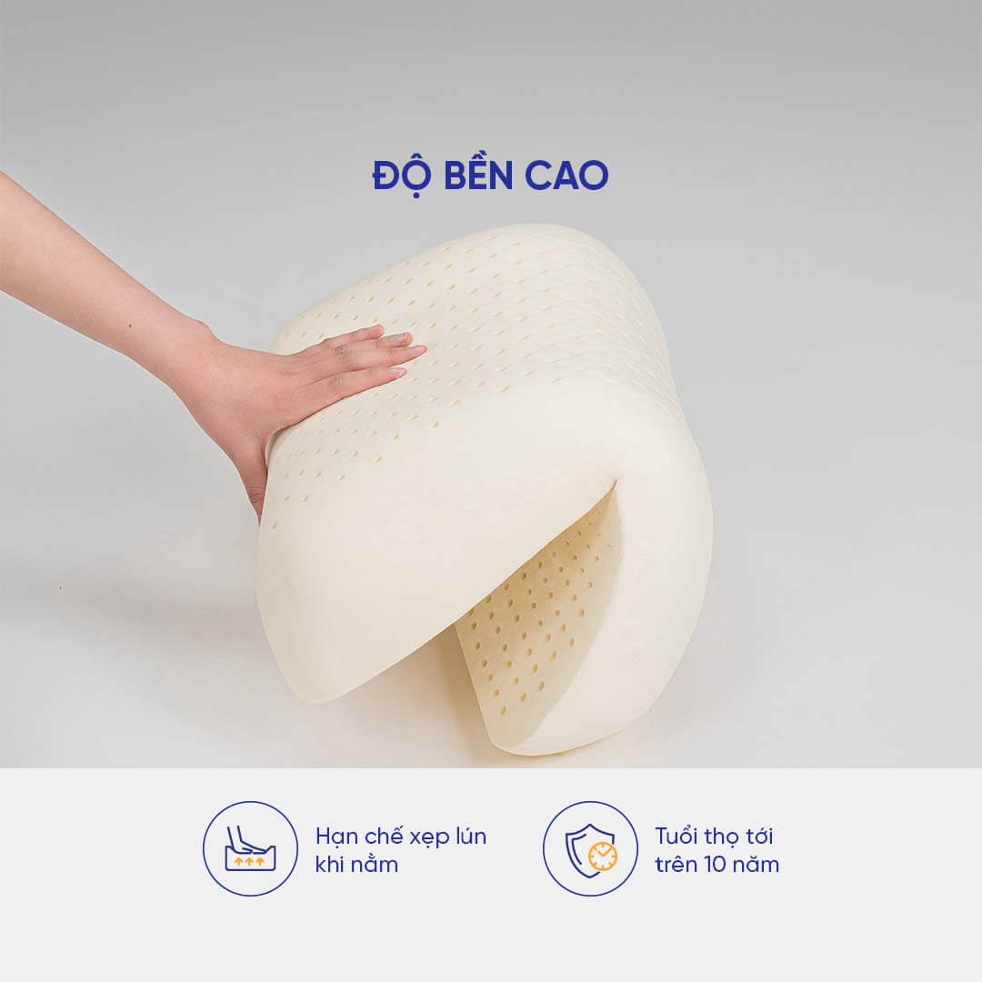 Gối Cao Su Nơ Kim Cương 40x55cm ( Mềm mại, Thoáng mát, 100% cao su thiên nhiên)