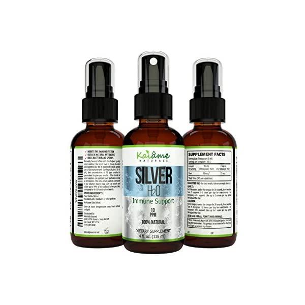 Kaiame Naturals Colloidal Silver, Ionic Silver Solution, 10 PPM, Large 4 oz Dropper in Glass Bottle, Natural Immune Support Supplement, Safe for Adults, Children, and Pets