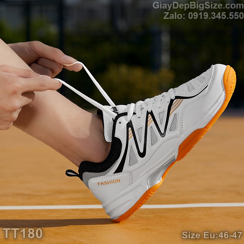 Giày chơi cầu lông tennis cỡ lớn 45 46 47 48 cho nam cao to chân ú bè. Big size badminton shoes for wide feet - TT180