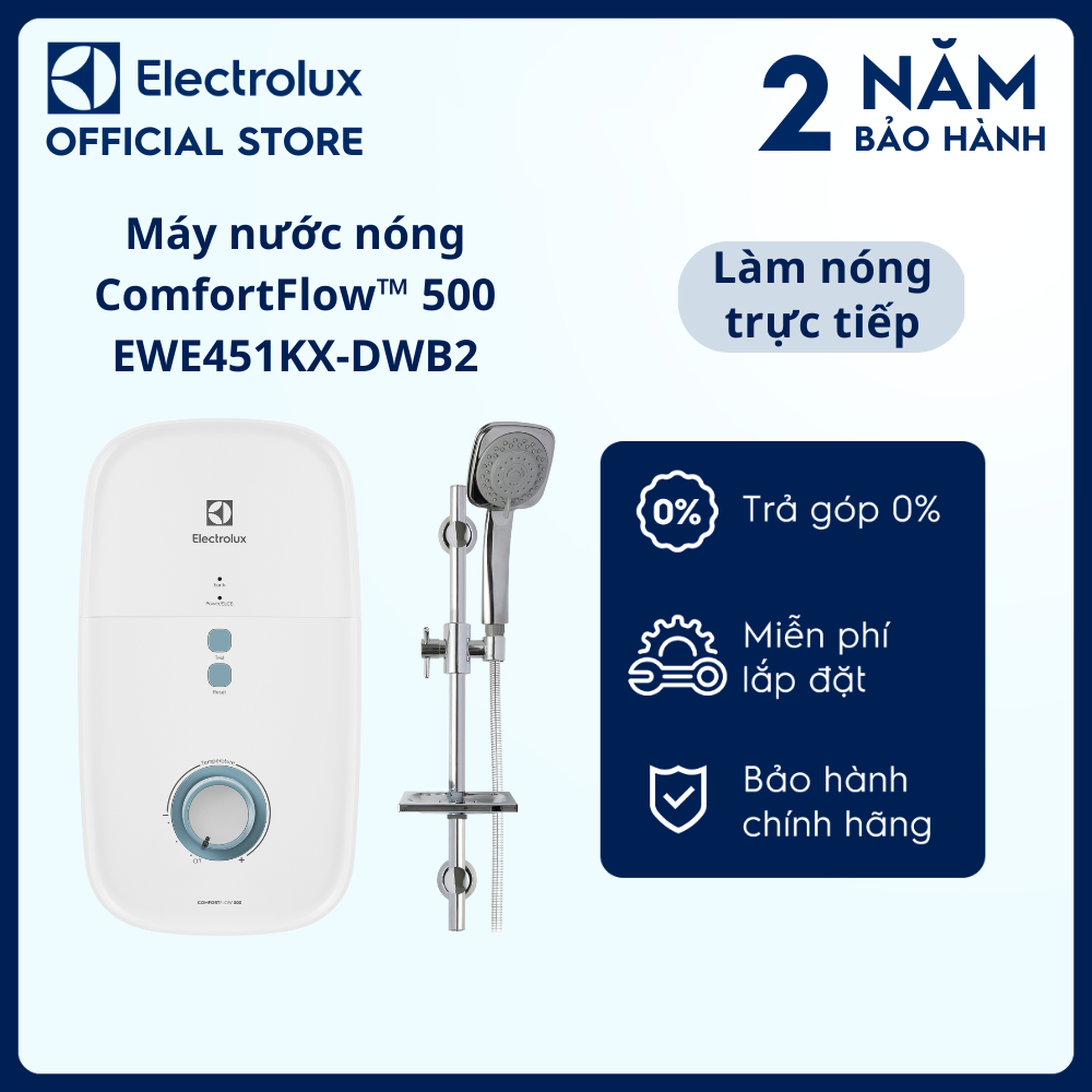 Máy nước nóng Electrolux ComfortFlow 500 - EWE451KX-DWB2 - Nhiệt độ nước ổn định, linh hoạt, an toàn [Hàng chính hãng]