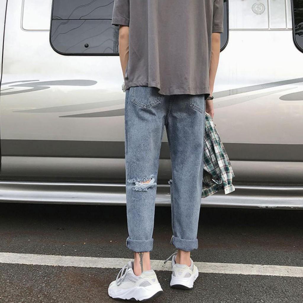Quần Jean Nam QUẢNG CHÂU Phong Boutique Quần Baggy 03 ️ UNISEX Cao Cấp - Jean rách trước sau