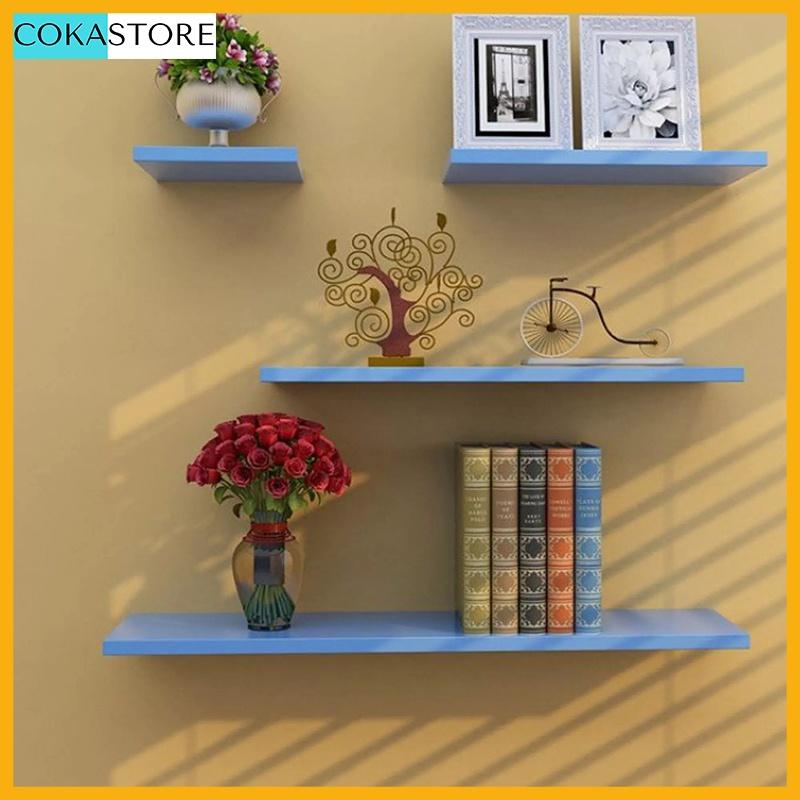 Set 4 Kệ Gỗ Trang Trí TreoTường Thanh Ngang Kết Cấu Dấu Chân Kích Thước 20,30,40,50cm x 15cm - Kèm Phụ Kiện