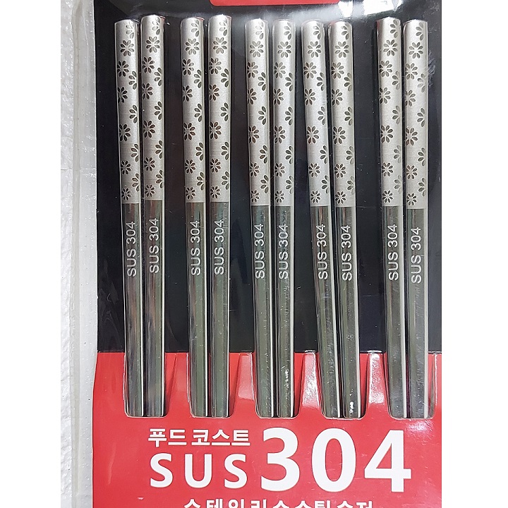 Set 5 Đôi Đũa Inox SUS 304 Đặc Ruột Cao cấp
