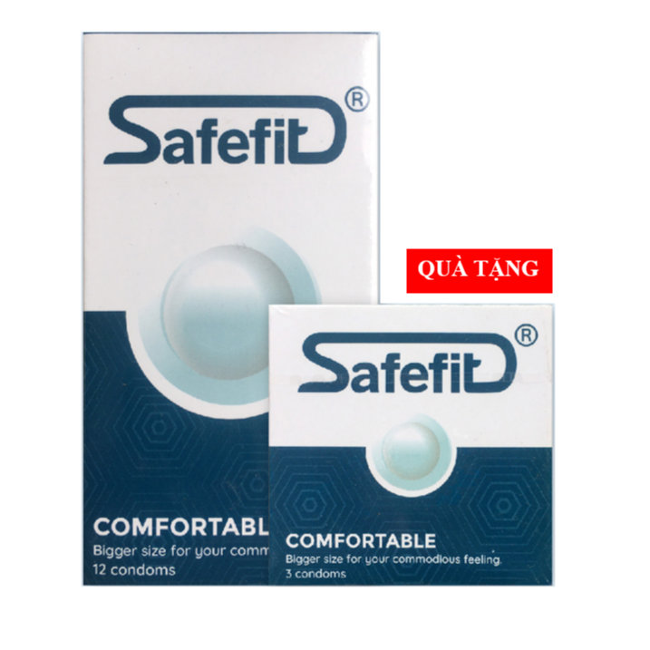 Bao cao su siêu mỏng SafeFit Comfortable - hộp12 chiếc tặng 3 chiếc