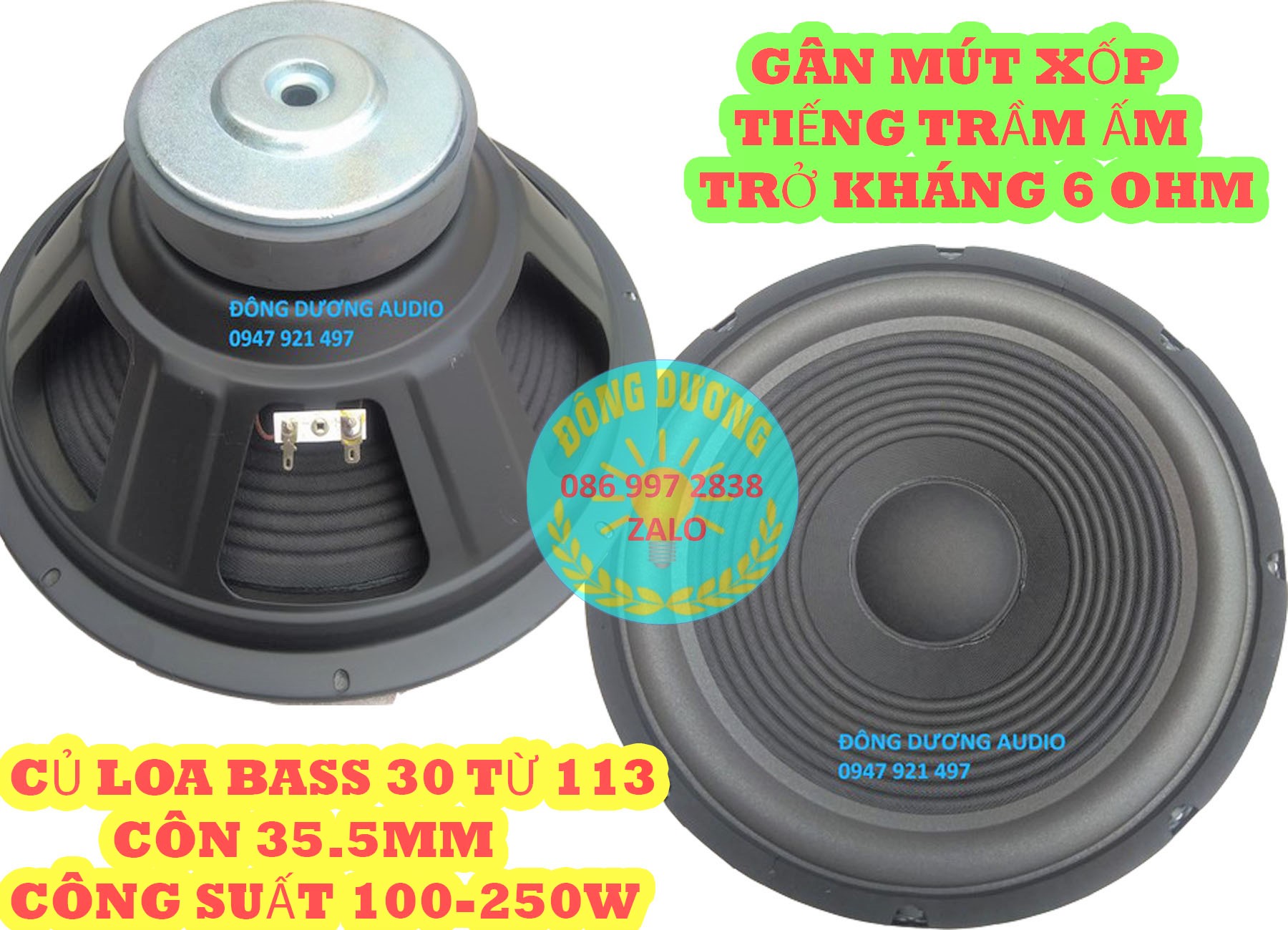 CỦ LOA BASS 30 ( 3 TẤC ) TỪ 113 CÔN 36 GÂN MÚT - GẮN LOA KÉO HOẶC AMPLI CÔNG SUẤT NHỎ