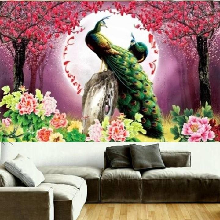 Tranh thêu công xanh cát tường như ý LV3180 - kích thước: 76 * 51cm.