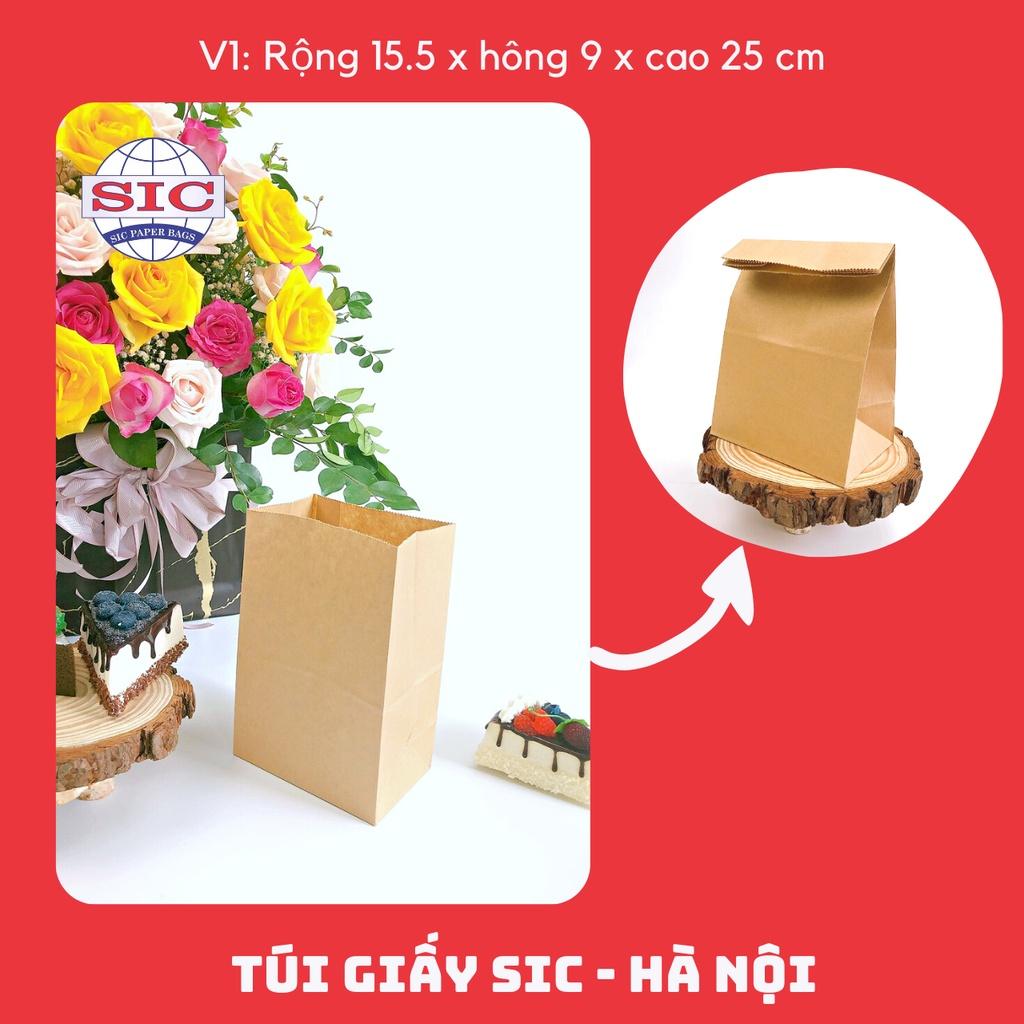 10 CHIẾC TÚI GIẤY KRAFT XI MĂNG V1: 15.5x9x25 cm KHÔNG QUAI ( ẢNH THẬT)