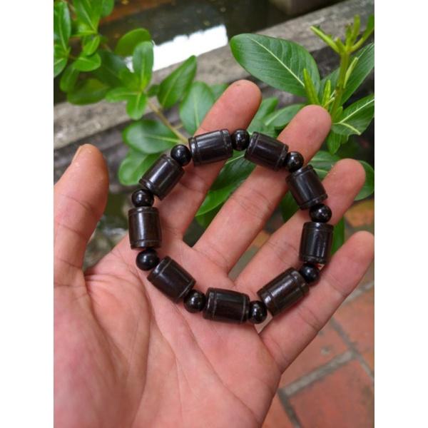 Vòng tay nam gỗ hạt trúc 12 ly mun sừng khánh hòa