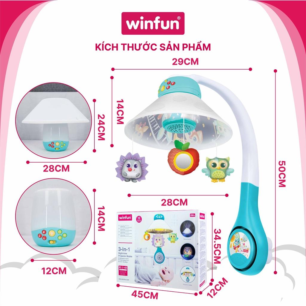 Đèn ngủ treo nôi chiếu trăng sao xoay tự động máy tạo tiếng ồn trắng giúp ru bé ngủ Winfun 720005-NL