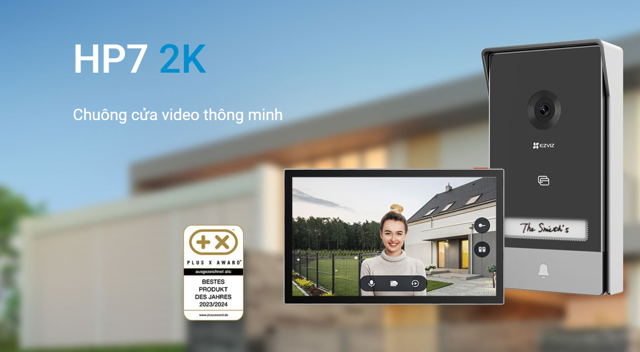 CAMERA CHUÔNG CỬA TÍCH HỢP MÀN HÌNH 7 INCH EZVIZ HP7 3MP - MỞ CỬA TỪ XA, ĐÀM THOẠI, TÍCH HỢP NHẠC CHUÔNG