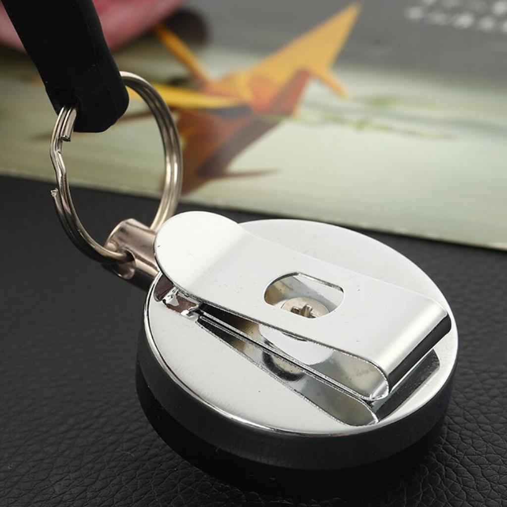 2xRetractable Anti-Theft Wire Rope Pen Holder Key  Reel Buckle with Clip