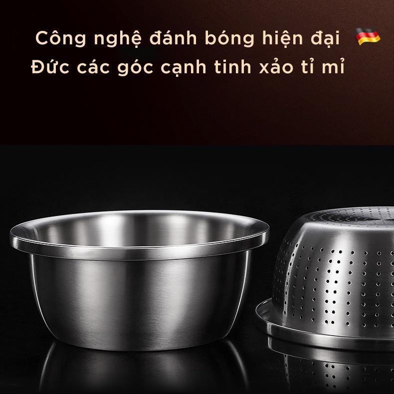 Bộ Rổ Thau Inox 304 Lưới Lớn Nhỏ Sâu Lòng Cao Cấp 20cm 22cm 24cm 16cm 28cm 30cm 32cm 34cm Đạt Chất Lượng Đức HADU