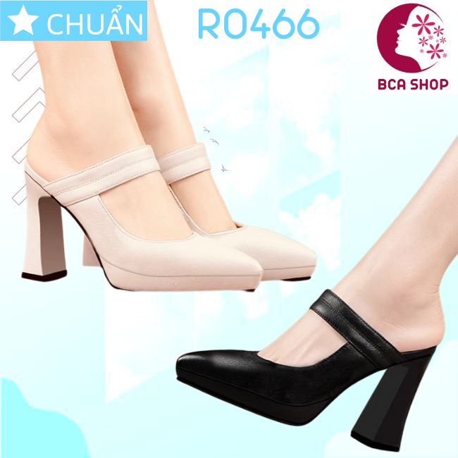 Giày cao gót nữ 8p RO466 ROSATA tại BCASHOP bít mũi, hở gót, gót trụ cùng màu thân - màu đen