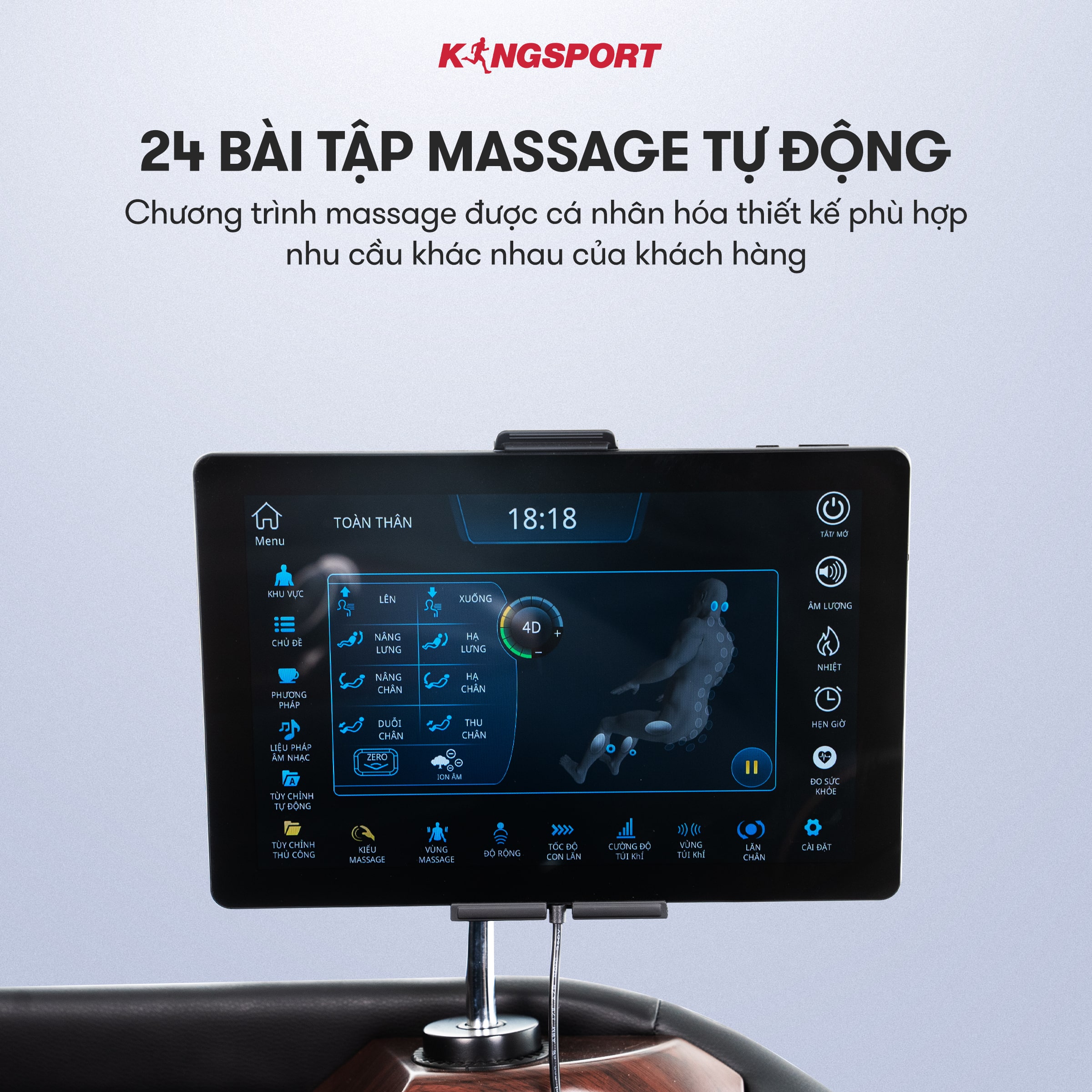 Ghế massage KINGSPORT B7 công nghệ massage Kingtech Dual, đo chỉ số sức khỏe, 20 bài massage Cao cấp