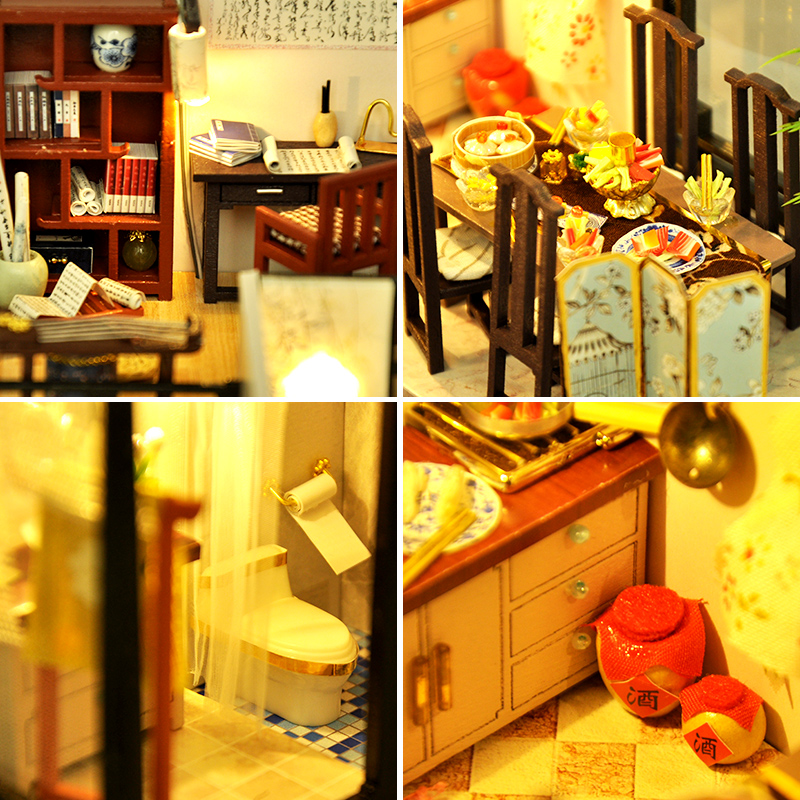 Mô hình nhà DIY Doll House Bamboo Shadow of Jiangnan Kèm Mica Chống bụi