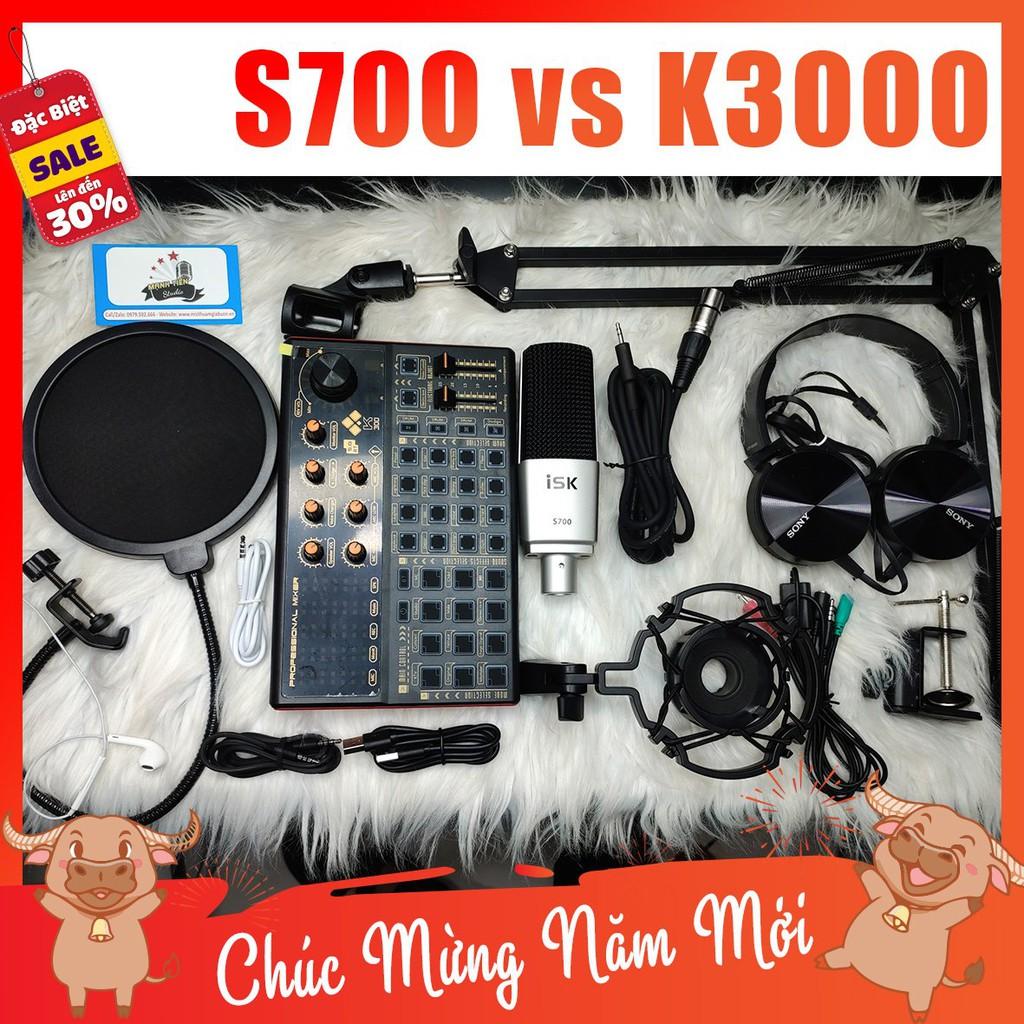 Combo Mic Thu Âm S700 + SoundCard K3000 + full phụ kiện livestream karaoke thu âm xịn sò cao cấp