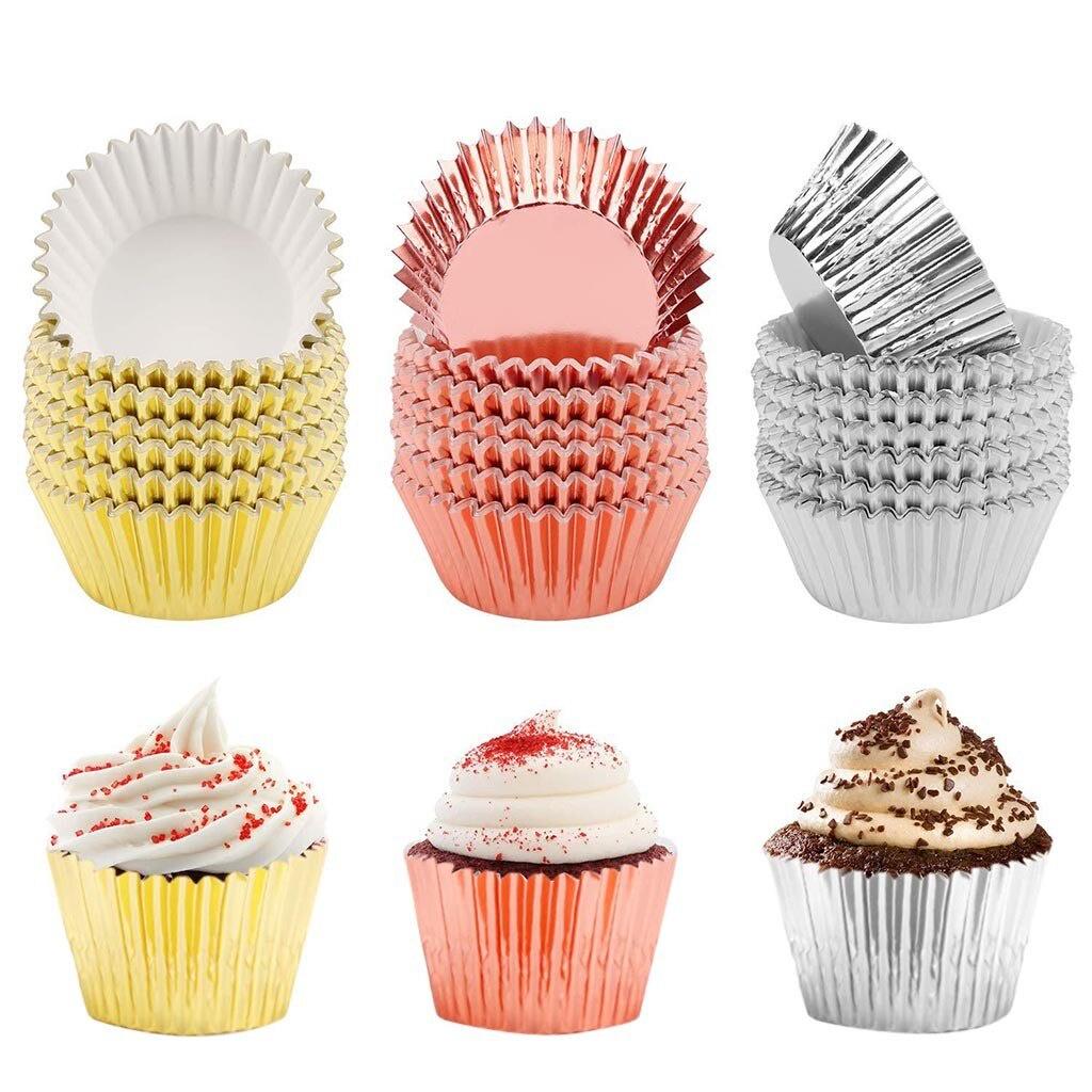 100PCs Baking Utensils Thickened Aluminum Heat-Resistant Cake Paper Cup Mould cupcake and muffin cupcake