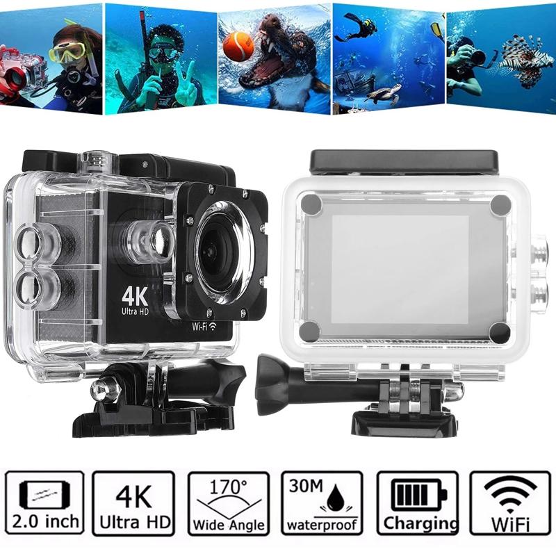 Camera hành động Ultra HD 4K WiFi 12MP Màn hình 2 inch Chống nước 30 m Mũ bảo hiểm 170D Mũ bảo hiểm xe đạp Camera ghi hình thể thao ngoài trời Cam