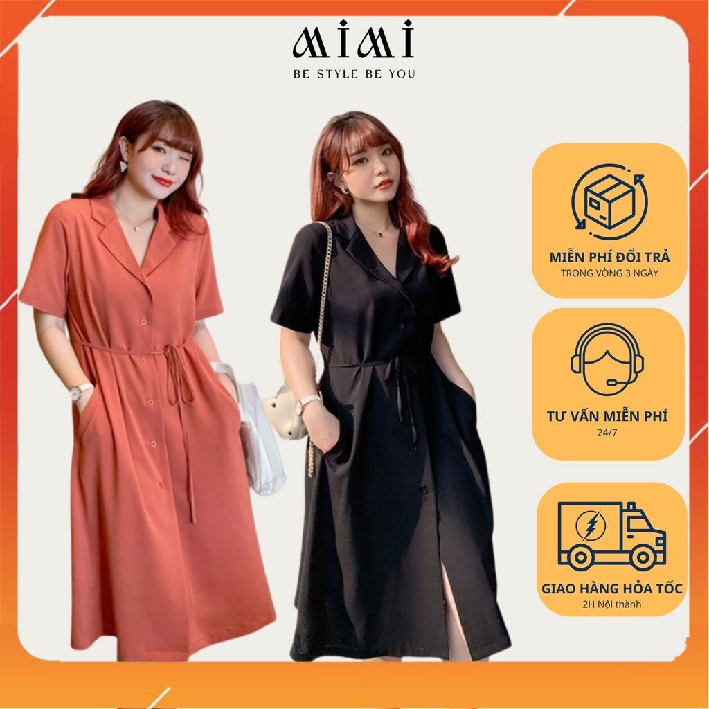 Đầm Bigsize (50KG-95KG) Blazer Dáng Dài - Váy Nữ Tay Ngắn Cổ Bẻ Thắt Eo Phong Cách