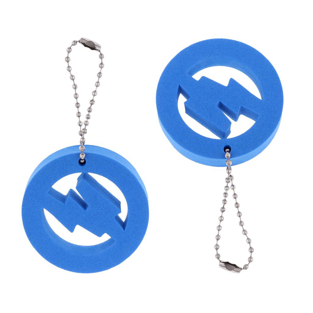 2x2 Pieces Round Buoy EVA Floating Keychain Keyring Water Key Float Blue
