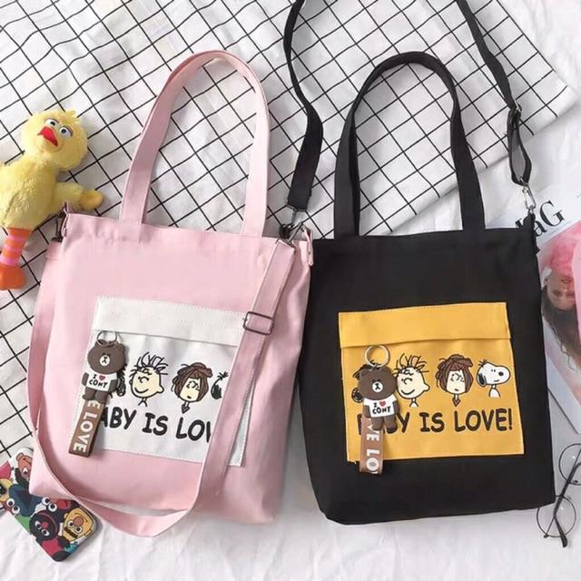 Balo thời trang, balo đi học, đựng laptop Túi Tote Baby Is Love Tiện Lợi balo nữ vải