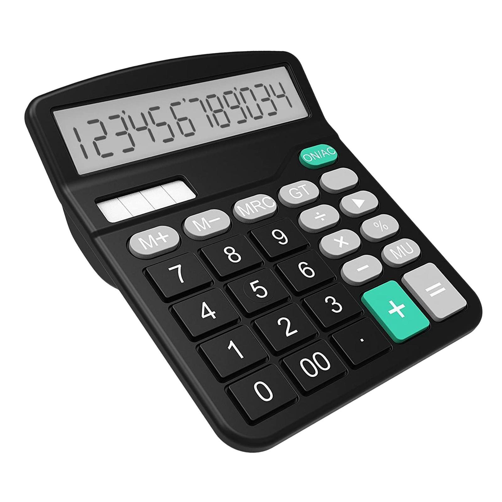 12-Digit Solar Battery Office Calculator with Large LCD Display Big Sensitive Button, Dual Power Desktop Calculators