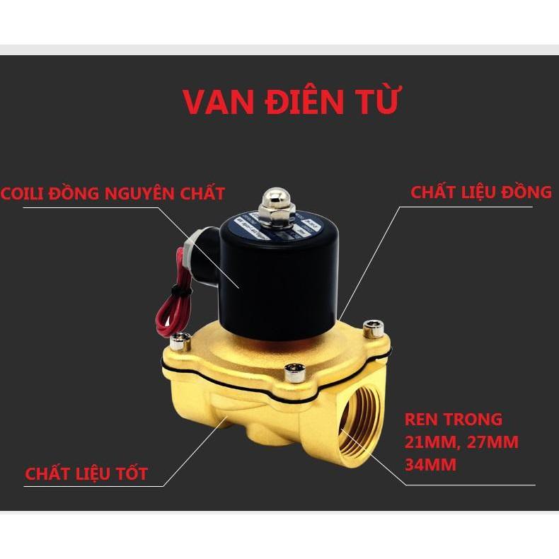 Van điện từ phi 34mm thường đóng tự động đóng mở nước bằng điện điện 220v