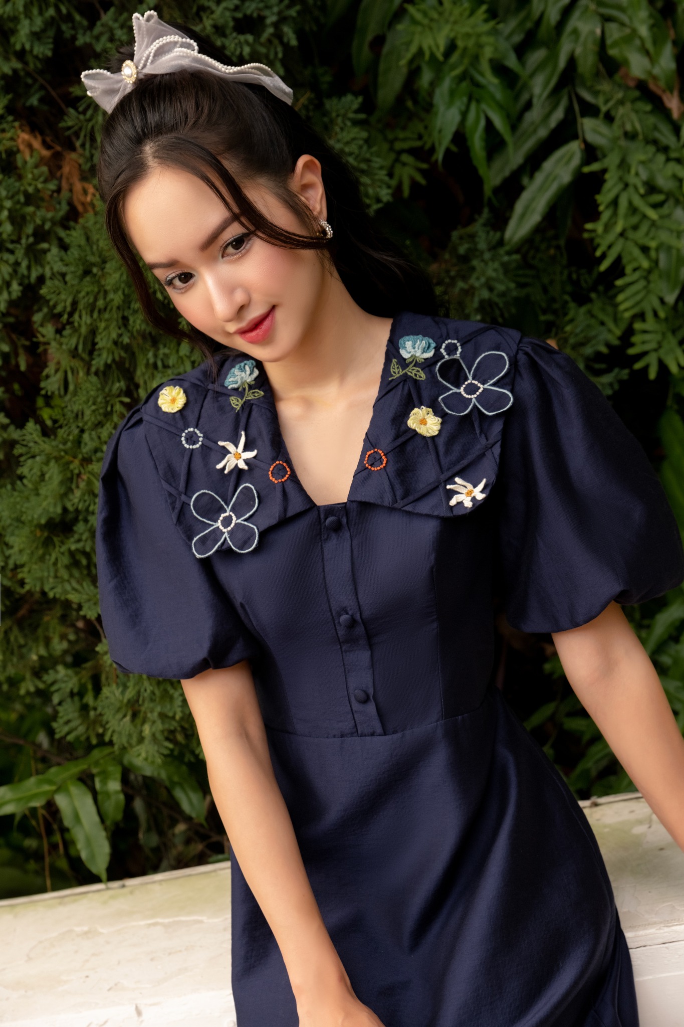 OLV - Đầm Collar Embro Dress