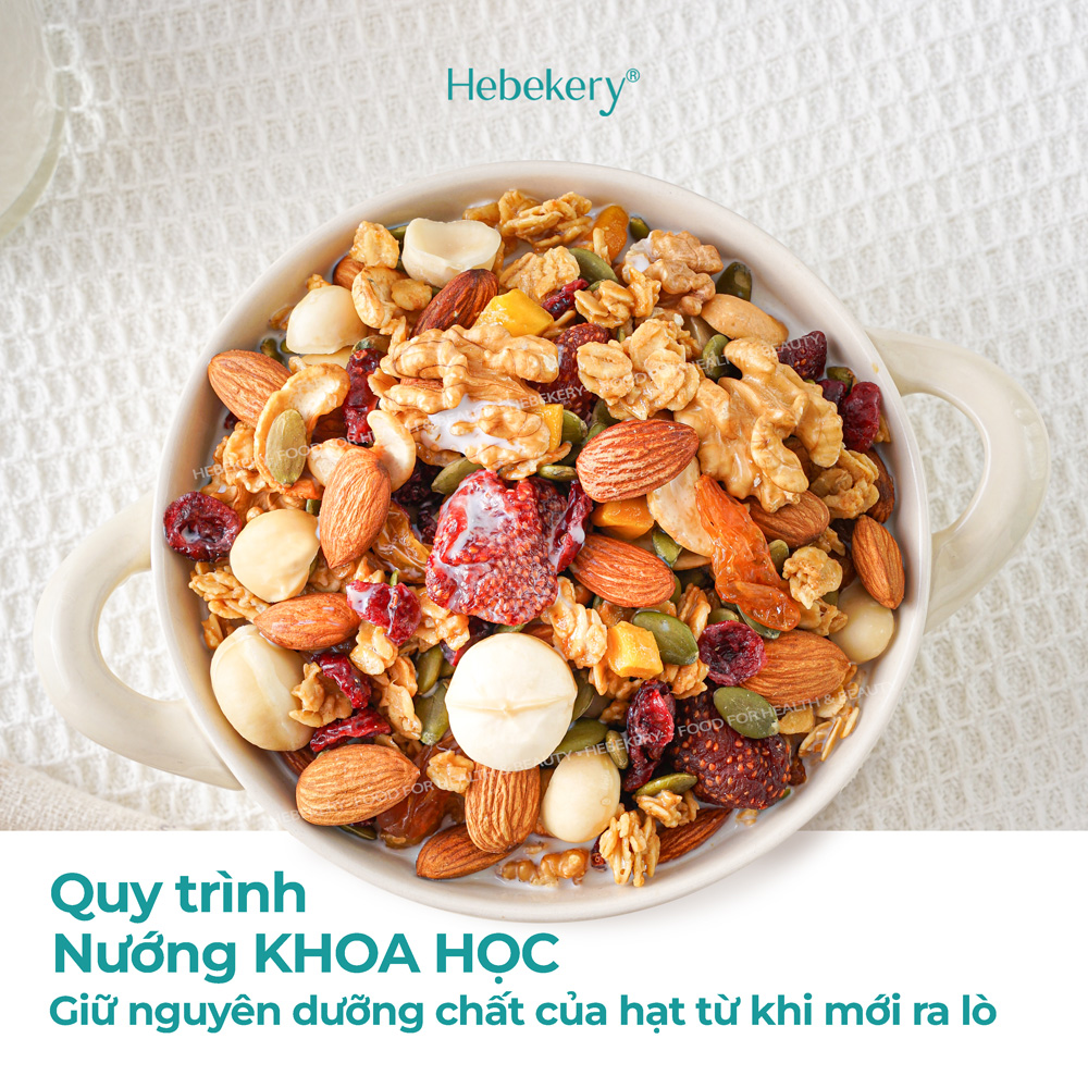 Combo 3 Hũ 500gr Granola Siêu Hạt 3 Vị - Ngũ Cốc Dinh Dưỡng HEBEKERY by HEBE